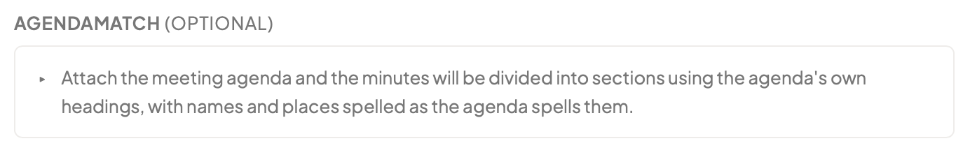 Screenshot of the AgendaMatch Area Collapsed Screenshot of the AgendaMatch Area Collapsed